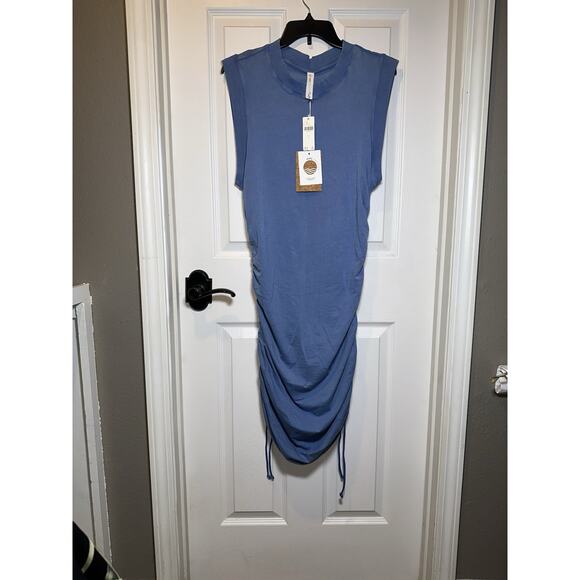 Daily Practice By Anthropologie Sleeveless Ruched Mini Dress Blue Size Large L - Picture 5 of 9